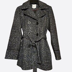 Women's Croft & Barrow Double-Breasted Wool Blend Coat With Belt Size S